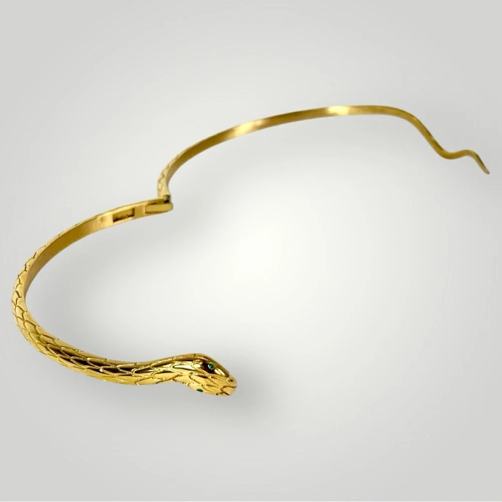 Blackhead Empty Town-Snake Hinged Choker Necklace 4.57” Diameter - Picture 2 of 6